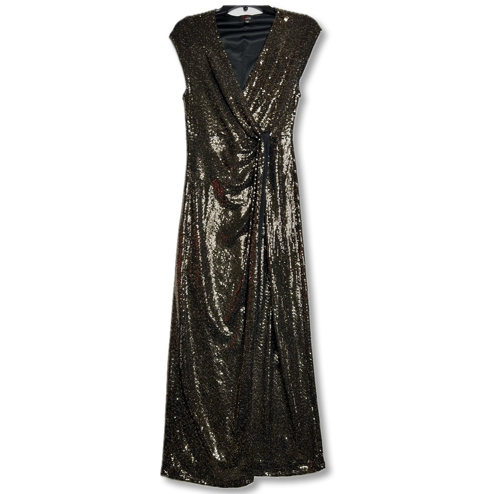 JM Studio by John Meyer Dress Long Gold Sequin Party Wedding Size 6 - Picture 2 of 11